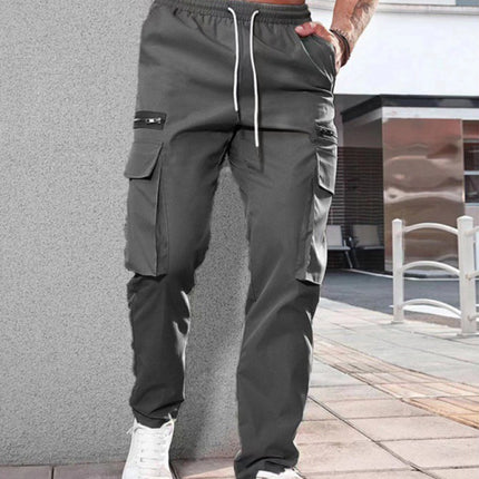 Men's new fashionable casual sports zipper decorative overalls