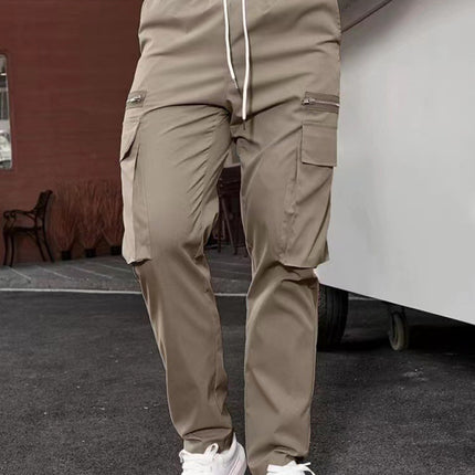 Men's new fashionable casual sports zipper decorative overalls