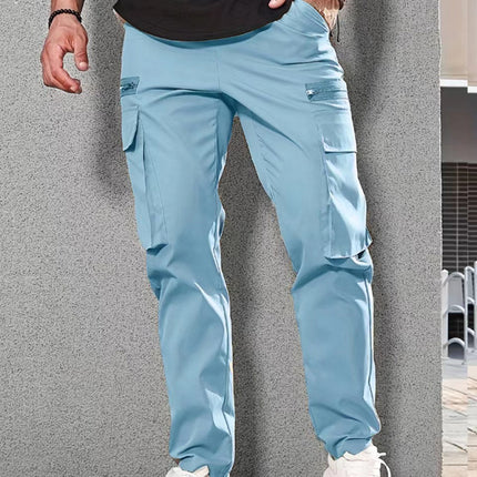 Men's new fashionable casual sports zipper decorative overalls