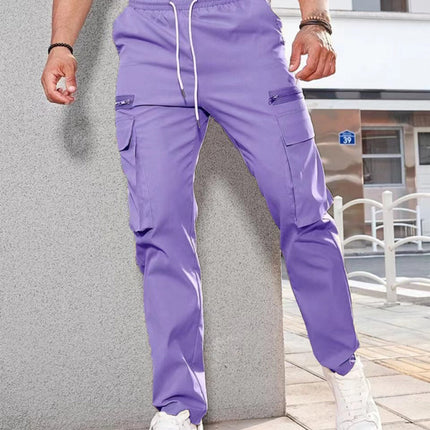 Men's new fashionable casual sports zipper decorative overalls