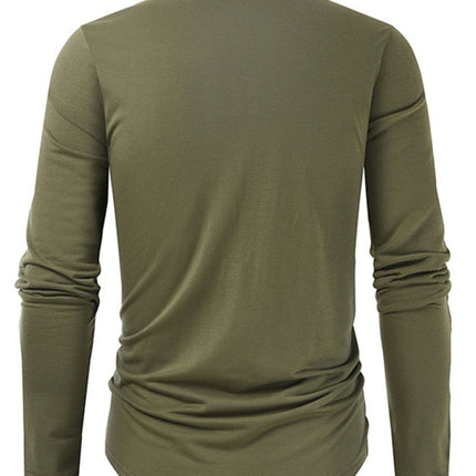 Men's New Outdoor Tactical Zipper Colorblock Henley Collar Long Sleeve T-Shirt