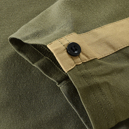 Men's New Outdoor Tactical Zipper Colorblock Henley Collar Long Sleeve T-Shirt