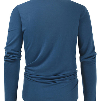 Men's New Outdoor Tactical Zipper Colorblock Henley Collar Long Sleeve T-Shirt