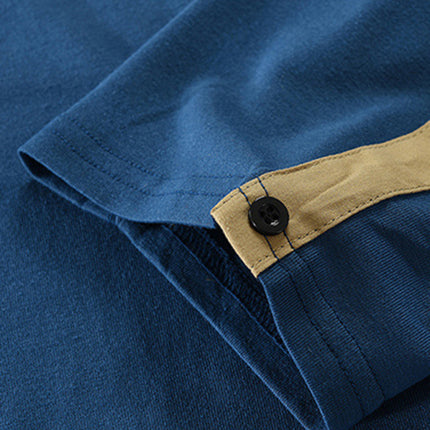 Men's New Outdoor Tactical Zipper Colorblock Henley Collar Long Sleeve T-Shirt