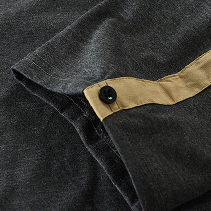 Men's New Outdoor Tactical Zipper Colorblock Henley Collar Long Sleeve T-Shirt