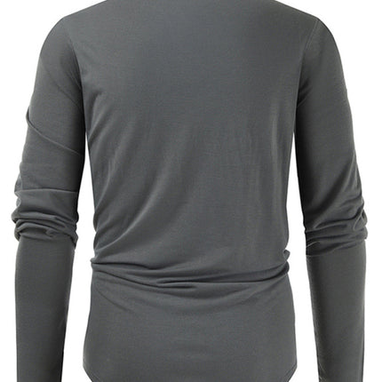 Men's New Outdoor Tactical Zipper Colorblock Henley Collar Long Sleeve T-Shirt