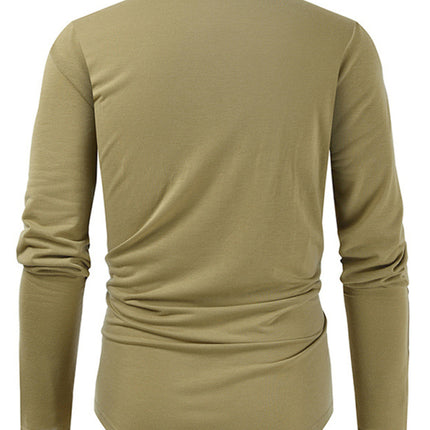 Men's New Outdoor Tactical Zipper Colorblock Henley Collar Long Sleeve T-Shirt