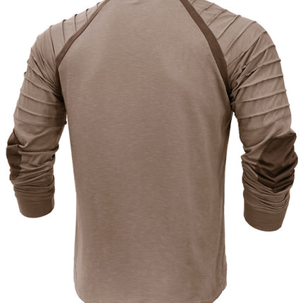 Men's new long-sleeved Henry collar sports base T-shirt