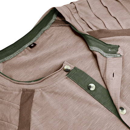 Men's new long-sleeved Henry collar sports base T-shirt