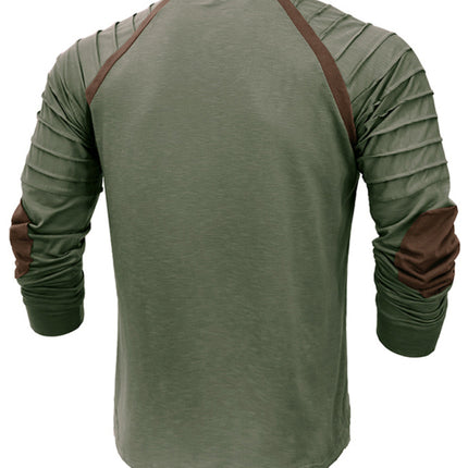 Men's new long-sleeved Henry collar sports base T-shirt