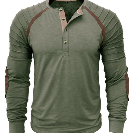 Men's new long-sleeved Henry collar sports base T-shirt
