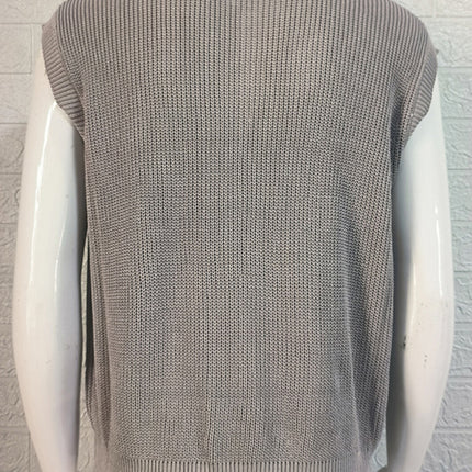 Men's lapel solid color Polo collar knitted top