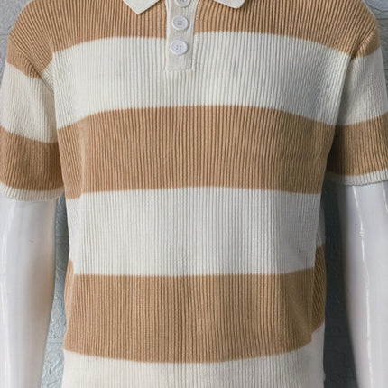 Men's color matching short -sleeved lapel Polo knitwear