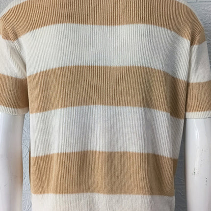 Men's color matching short -sleeved lapel Polo knitwear