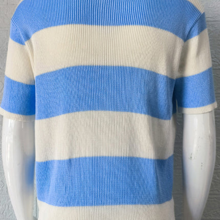 Men's color matching short -sleeved lapel Polo knitwear