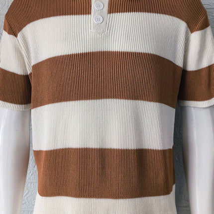 Men's color matching short -sleeved lapel Polo knitwear