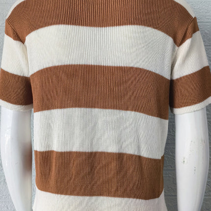 Men's color matching short -sleeved lapel Polo knitwear