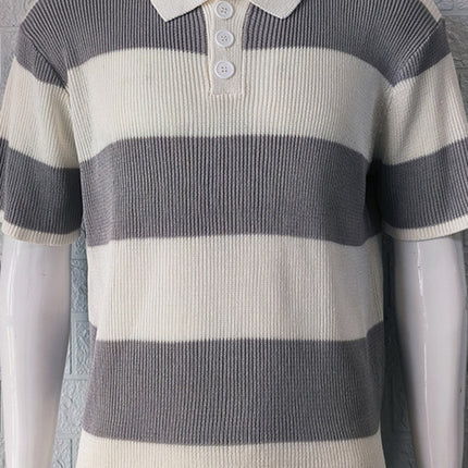 Men's color matching short -sleeved lapel Polo knitwear