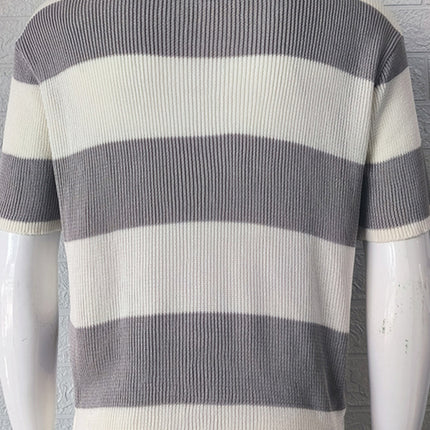 Men's color matching short -sleeved lapel Polo knitwear