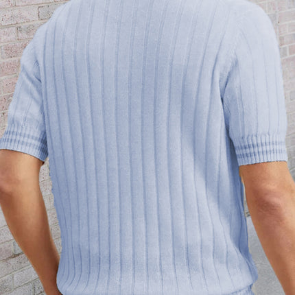 Men's POLO shirt turned short -sleeved slim sweater