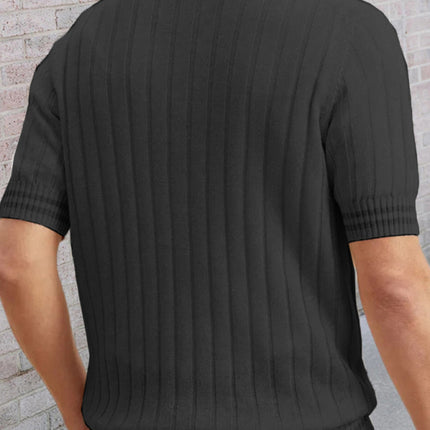 Men's POLO shirt turned short -sleeved slim sweater