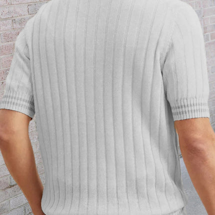 Men's POLO shirt turned short -sleeved slim sweater