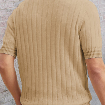 Men's POLO shirt turned short -sleeved slim sweater