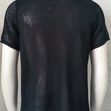 Men's new knitted sweater slim fit polo collar short-sleeved top