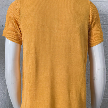 Men's new knitted sweater slim fit polo collar short-sleeved top