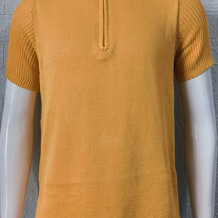 Men's new knitted sweater slim fit polo collar short-sleeved top