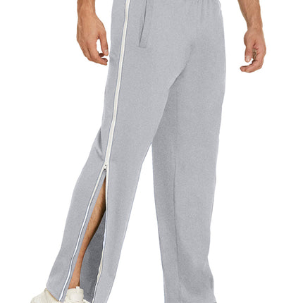 Men's new solid color trendy sports side zipper loose sweatpants