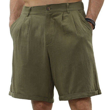 Men's new casual beach shorts with buttons and elastic waist