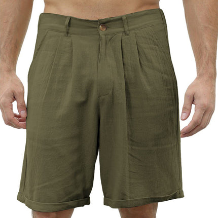 Men's new casual beach shorts with buttons and elastic waist