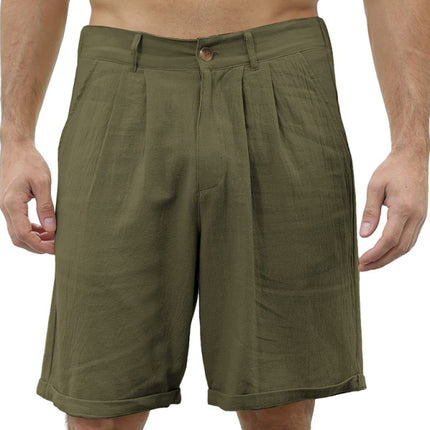 Men's new casual beach shorts with buttons and elastic waist