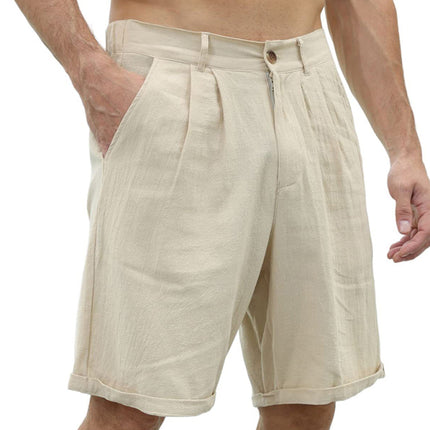Men's new casual beach shorts with buttons and elastic waist
