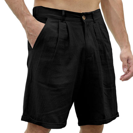 Men's new casual beach shorts with buttons and elastic waist