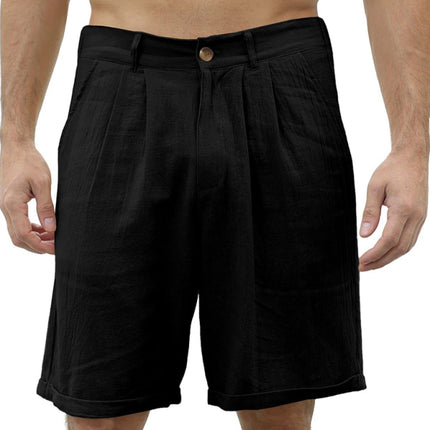 Men's new casual beach shorts with buttons and elastic waist