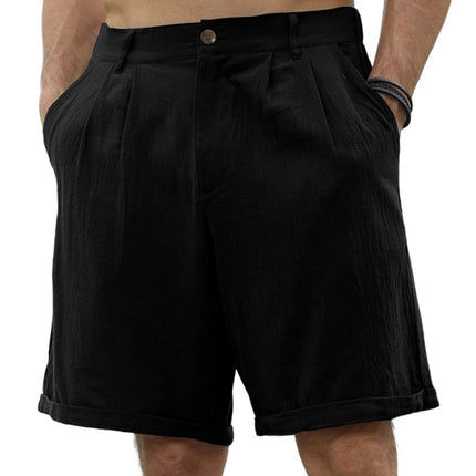 Men's new casual beach shorts with buttons and elastic waist