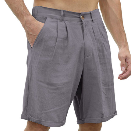 Men's new casual beach shorts with buttons and elastic waist