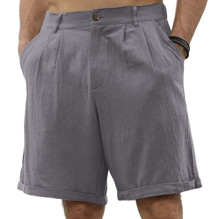 Men's new casual beach shorts with buttons and elastic waist
