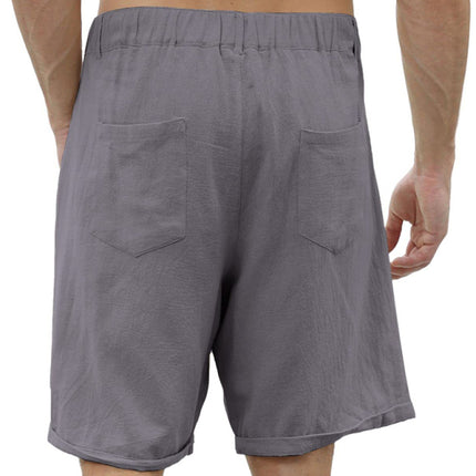 Men's new casual beach shorts with buttons and elastic waist