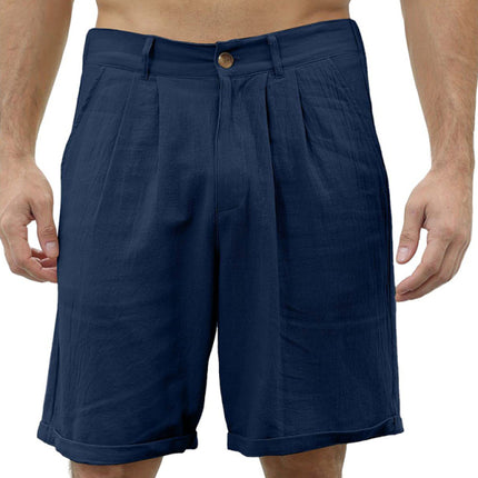 Men's new casual beach shorts with buttons and elastic waist