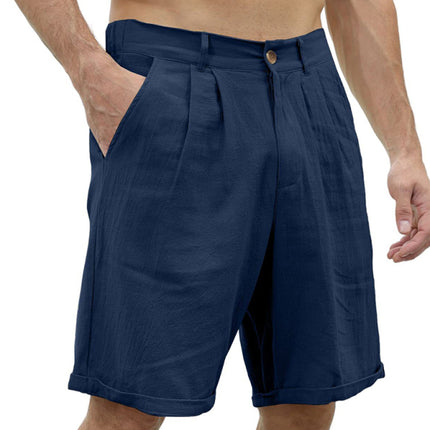 Men's new casual beach shorts with buttons and elastic waist