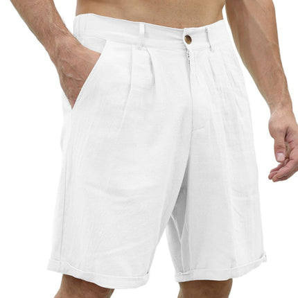 Men's new casual beach shorts with buttons and elastic waist