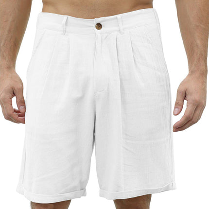 Men's new casual beach shorts with buttons and elastic waist