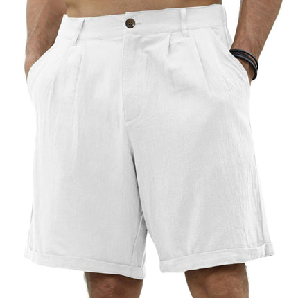 Men's new casual beach shorts with buttons and elastic waist