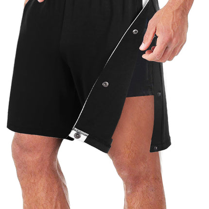 Men's classic trendy loose-fitting casual sports shorts with full side buttons