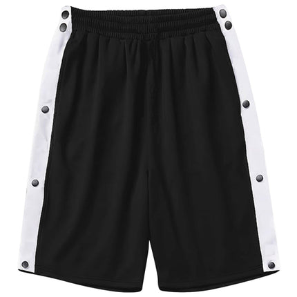 Men's classic trendy loose-fitting casual sports shorts with full side buttons