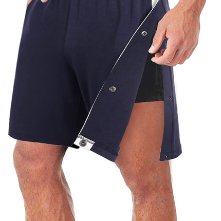 Men's classic trendy loose-fitting casual sports shorts with full side buttons