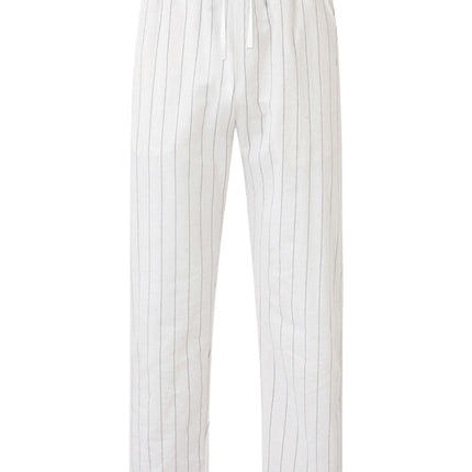 Men's vertical striped lace-up elastic waist beach pants casual trousers